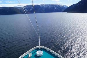 View from a cruise ship in the fjords of Norway photo