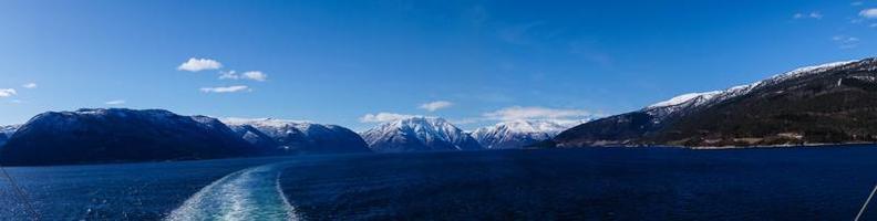 View from a cruise ship in the fjords of Norway photo