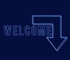 Welcome sign dark blue with light neon effect shiny glow eps vector