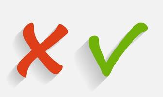 vector iconos de marca de verificación roja y verde