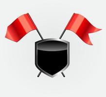 Protective Shield with Red Flags Vector Illustration