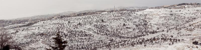 Snow in Jerusalem and the surrounding mountains photo