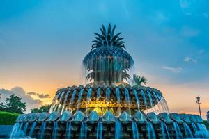 la fuente de la piña, en el parque frente al mar en charleston foto