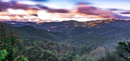 early morning autumn foggy photo at blue ridge parkway north carolina