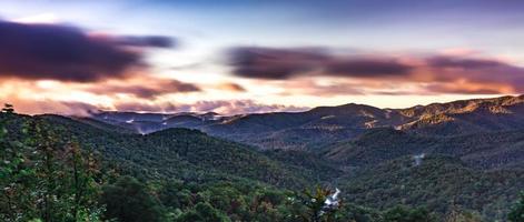 early morning autumn foggy photo at blue ridge parkway north carolina