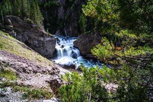 firehole river and waterfalls in yellowstone wyoming photo