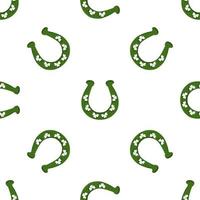 Irish holiday St Patrick day, seamless horseshoes vector