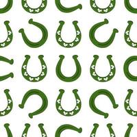 Irish holiday St Patrick day, seamless horseshoes vector