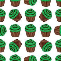 Irish holiday St Patrick day, seamless green muffins vector