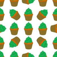 Irish holiday St Patrick day, seamless green muffins vector