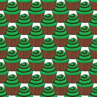 Irish holiday St Patrick day, seamless green muffins vector