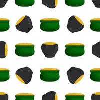 Irish holiday St Patrick day, seamless pot of coins vector