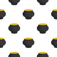 Irish holiday St Patrick day, seamless pot of coins vector