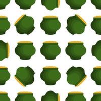 Irish holiday St Patrick day, seamless pot of coins vector