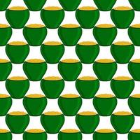 Irish holiday St Patrick day, seamless pot of coins vector