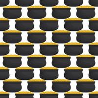 Irish holiday St Patrick day, seamless pot of coins vector