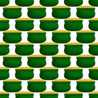 Irish holiday St Patrick day, seamless pot of coins vector