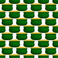 Irish holiday St Patrick day, seamless pot of coins vector