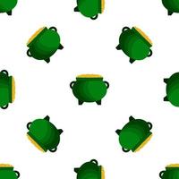 Irish holiday St Patrick day, seamless pot of coins vector