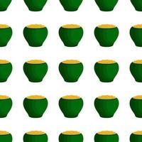 Irish holiday St Patrick day, seamless pot of coins vector