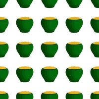 Irish holiday St Patrick day, seamless pot of coins vector