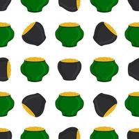 Irish holiday St Patrick day, seamless pot of coins vector