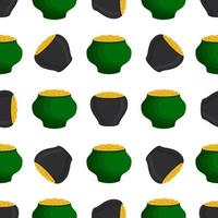 Irish holiday St Patrick day, seamless pot of coins vector