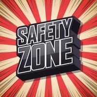 Safety zone, speech bubble text shadow, retro background. vector