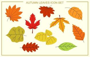 conjunto de iconos de hojas de otoño vector