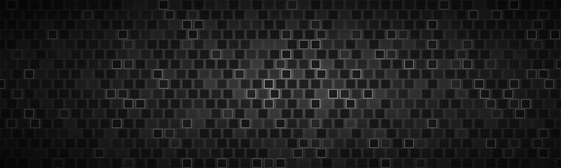Dark widescreen banner with squares