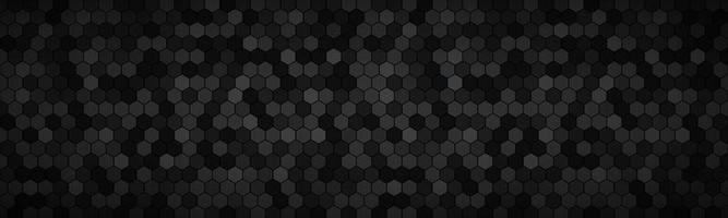 Dark widescreen banner with hexagons vector