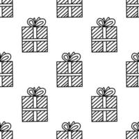 Seamless pattern made from doodle gift boxes with bow vector