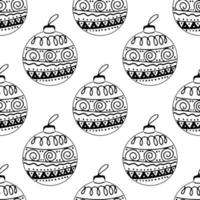 Seamless pattern frome doodle Christmas tree baubles