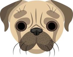 Drawing of the pug's muzzle. Dog face, cute pug. vector