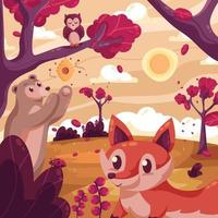 Flora Fauna Autumn vector