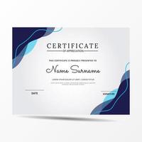 elegante plantilla de certificado de diploma azul y blanco vector