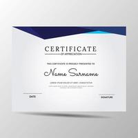 elegante plantilla de certificado de diploma azul y blanco vector