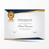 elegante plantilla de certificado de diploma azul y blanco vector