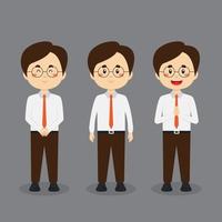 personaje de negocios con varias expresiones. vector