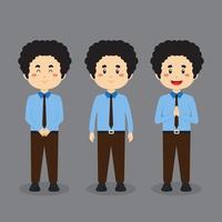 personaje de negocios con varias expresiones. vector