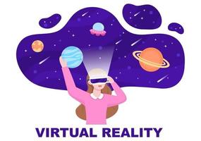 Ilustración de vector de realidad virtual de juego de gafas vr