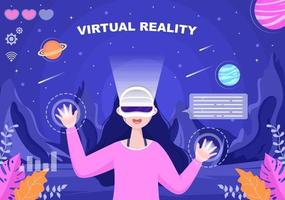 Ilustración de vector de realidad virtual de juego de gafas vr