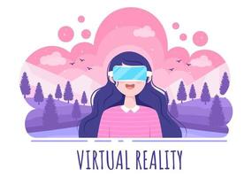 Ilustración de vector de realidad virtual de juego de gafas vr