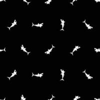 tiger shark seamless pattern black and white background vector