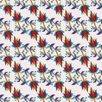 Seamless pattern with elements of Indian kalamkari with flowers. vector