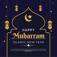 happy muharram islamic new years greeting card vector