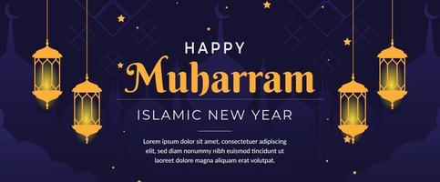 feliz muharram plantilla de saludo de año nuevo islámico vector