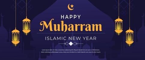 feliz muharram plantilla de saludo de año nuevo islámico vector