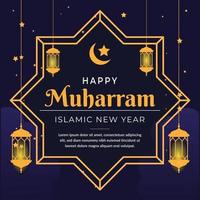 happy muharram islamic new years greeting template vector