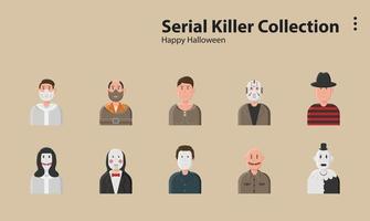 serial killer happy halloween horror dark thriller creepy vector